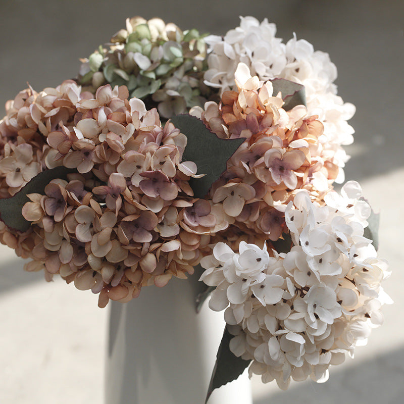 Juego de 6 flores de hortensia otoñal de imitación de 14"