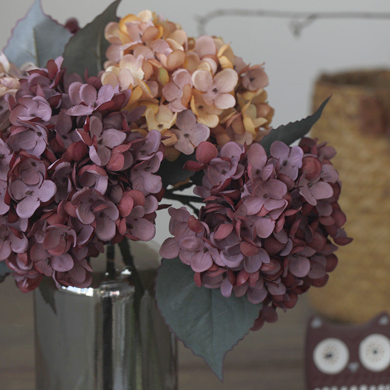Juego de 6 flores de hortensia otoñal de imitación de 14"