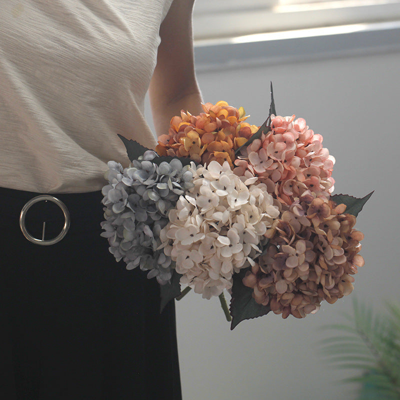 Juego de 6 flores de hortensia otoñal de imitación de 14"