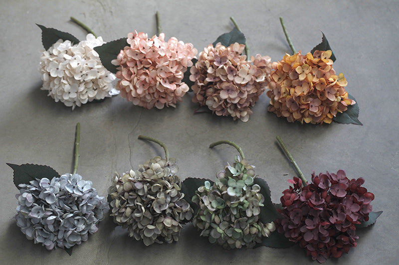 Juego de 6 flores de hortensia otoñal de imitación de 14"