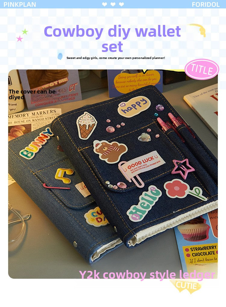 Retro Denim Cover Four-Panel Notebook