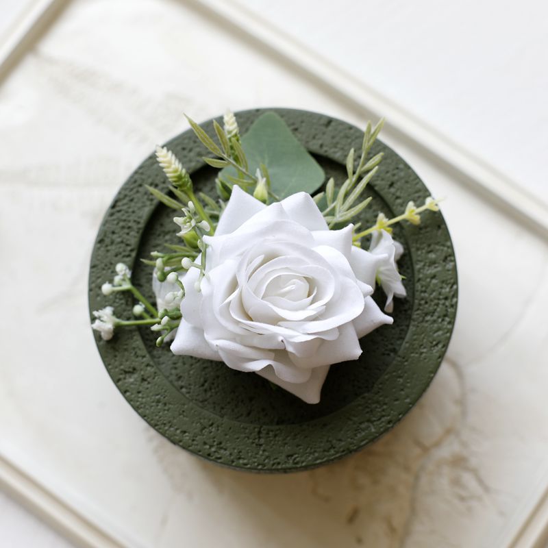 White Rose Corsage, Artificial Flower Corsage, Wedding Ceremony, Anniversary Ball, Formal Dinner Corsage