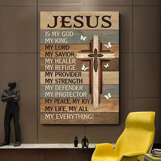 Mein Gott Jesus – Gerahmtes Leinwandbild, Wanddekoration, Vintage 