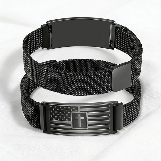 Geschenk – Armband mit amerikanischer Flagge/Flaggenkreuz und Bibelvers für Männer und Jungen