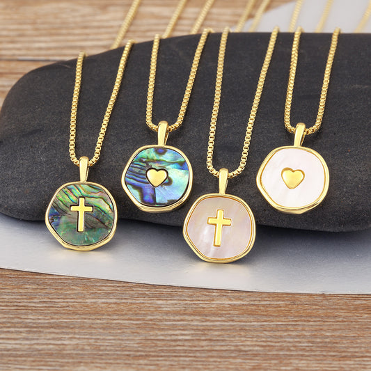 18K Gold-Plated Enamel Cross Pendant Necklace
