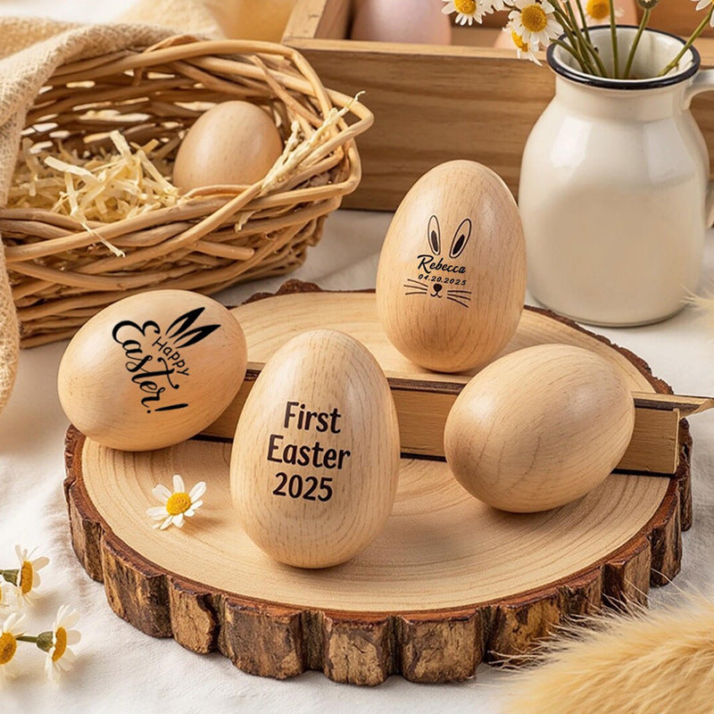 Custom Wooden Egg Shaker Easter Kids Gift