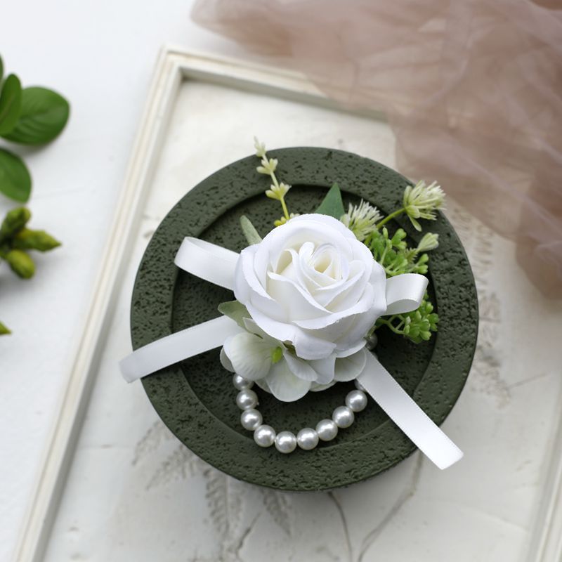 White Rose Corsage, Artificial Flower Corsage, Wedding Ceremony, Anniversary Ball, Formal Dinner Corsage
