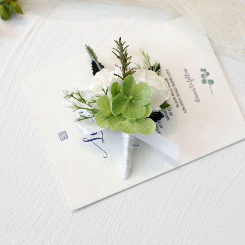 White Rose Corsage, Artificial Flower Corsage, Wedding Ceremony, Anniversary Ball, Formal Dinner Corsage