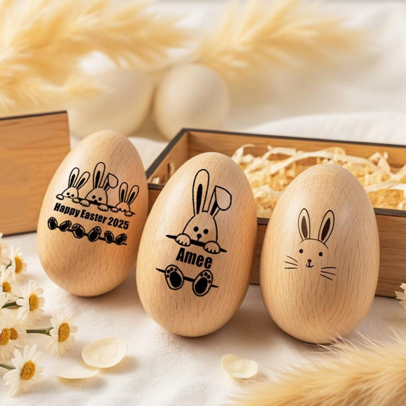 Custom Wooden Egg Shaker Easter Kids Gift