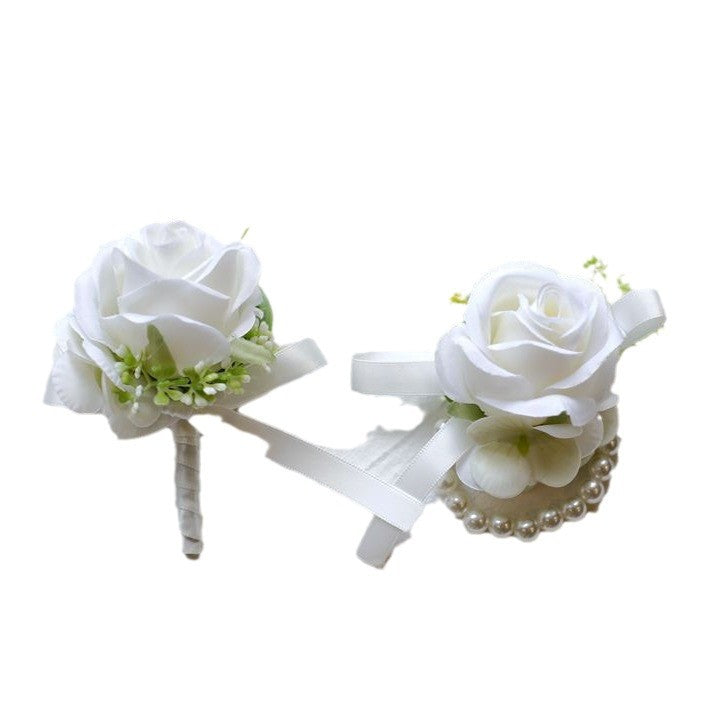 White Rose Corsage, Artificial Flower Corsage, Wedding Ceremony, Anniversary Ball, Formal Dinner Corsage