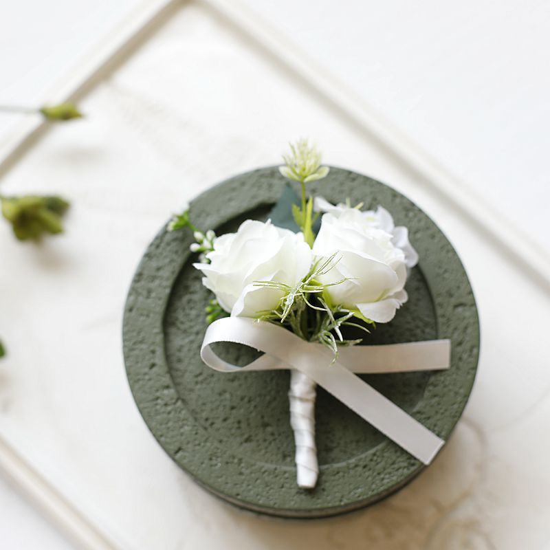 White Rose Corsage, Artificial Flower Corsage, Wedding Ceremony, Anniversary Ball, Formal Dinner Corsage