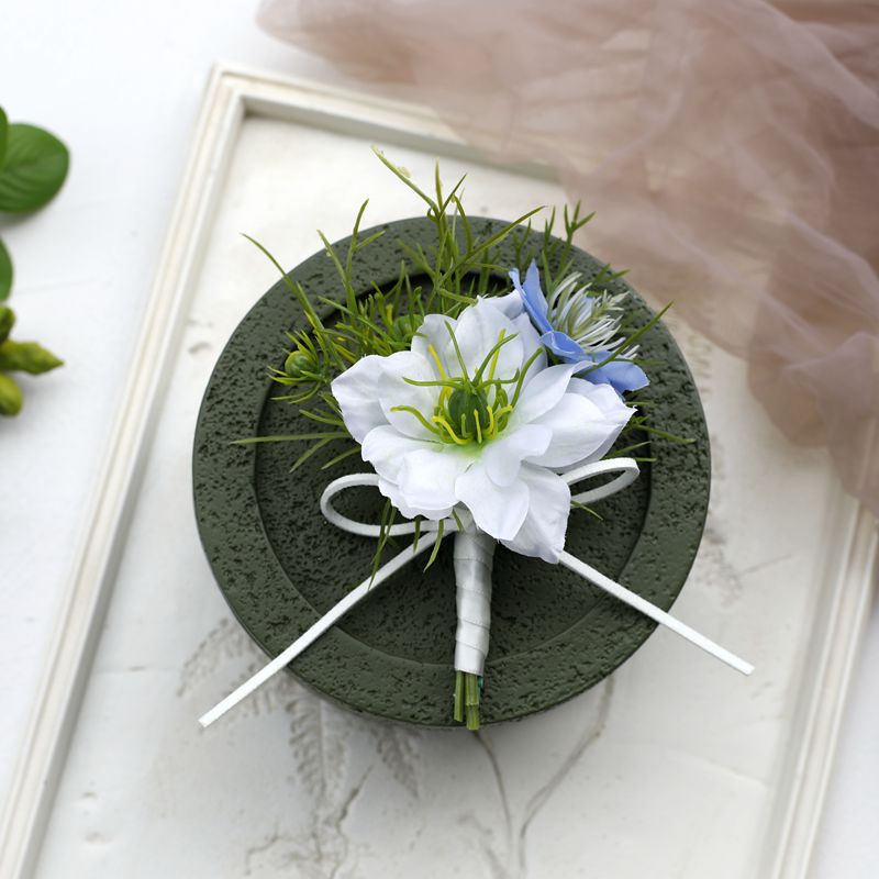 White Rose Corsage, Artificial Flower Corsage, Wedding Ceremony, Anniversary Ball, Formal Dinner Corsage