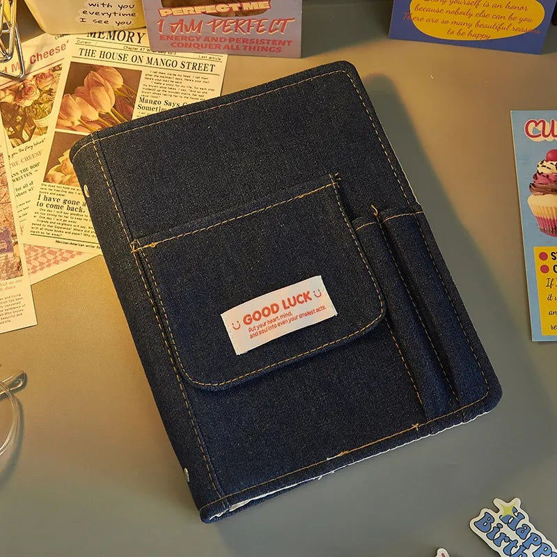 Retro Denim Cover Four-Panel Notebook