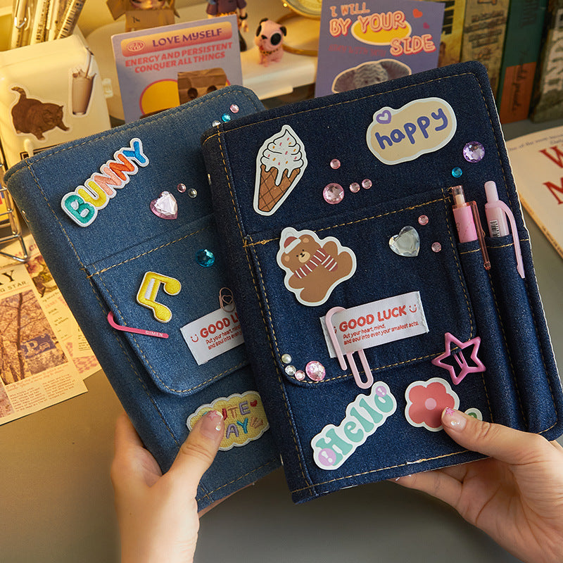 Retro Denim Cover Four-Panel Notebook