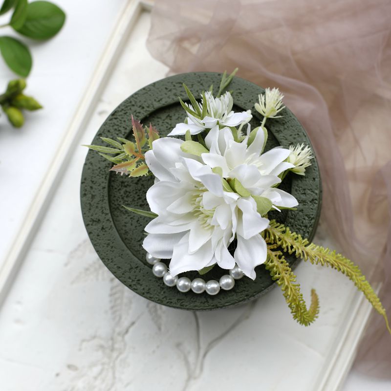 White Rose Corsage, Artificial Flower Corsage, Wedding Ceremony, Anniversary Ball, Formal Dinner Corsage