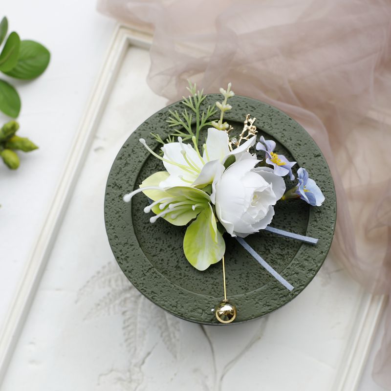 White Rose Corsage, Artificial Flower Corsage, Wedding Ceremony, Anniversary Ball, Formal Dinner Corsage