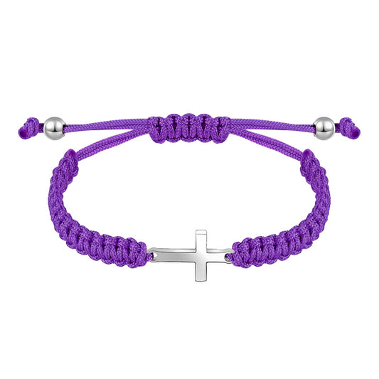 Freundschaftsarmband mit Kreuz, verstellbares geflochtenes Band, Partner-Set, Unisex, Kinderstil, Ostern, Taufe